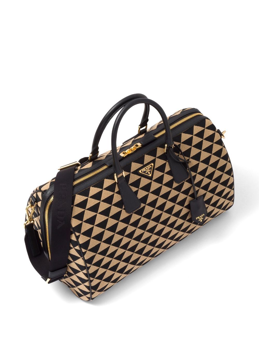 Pra*a symbole embroidered fabric travel bag