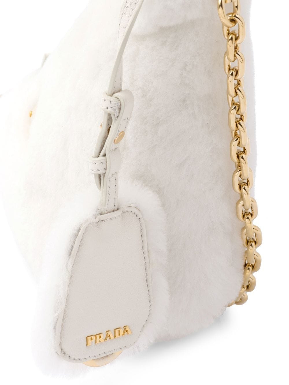 Pra*a mini triangle logo shearling shoulder bag