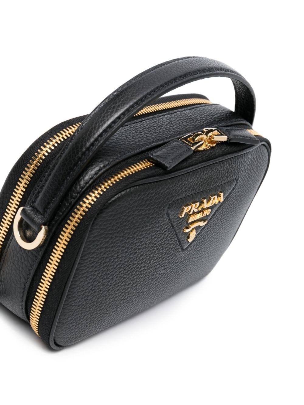 Pra*a triangle-logo leather tote bag