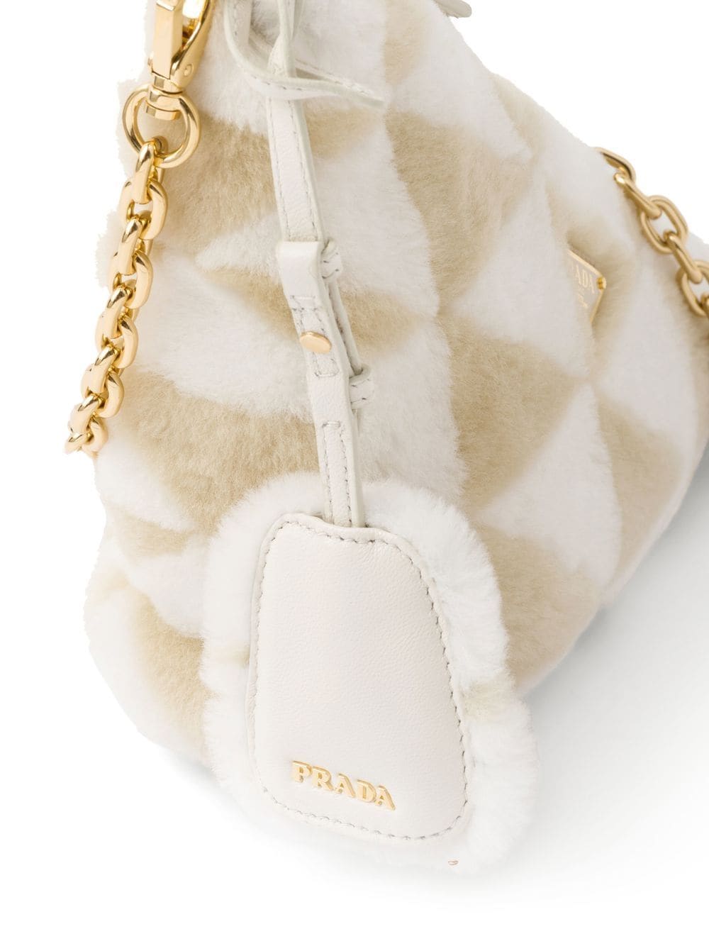 Pra*a mini triangle logo shearling shoulder bag