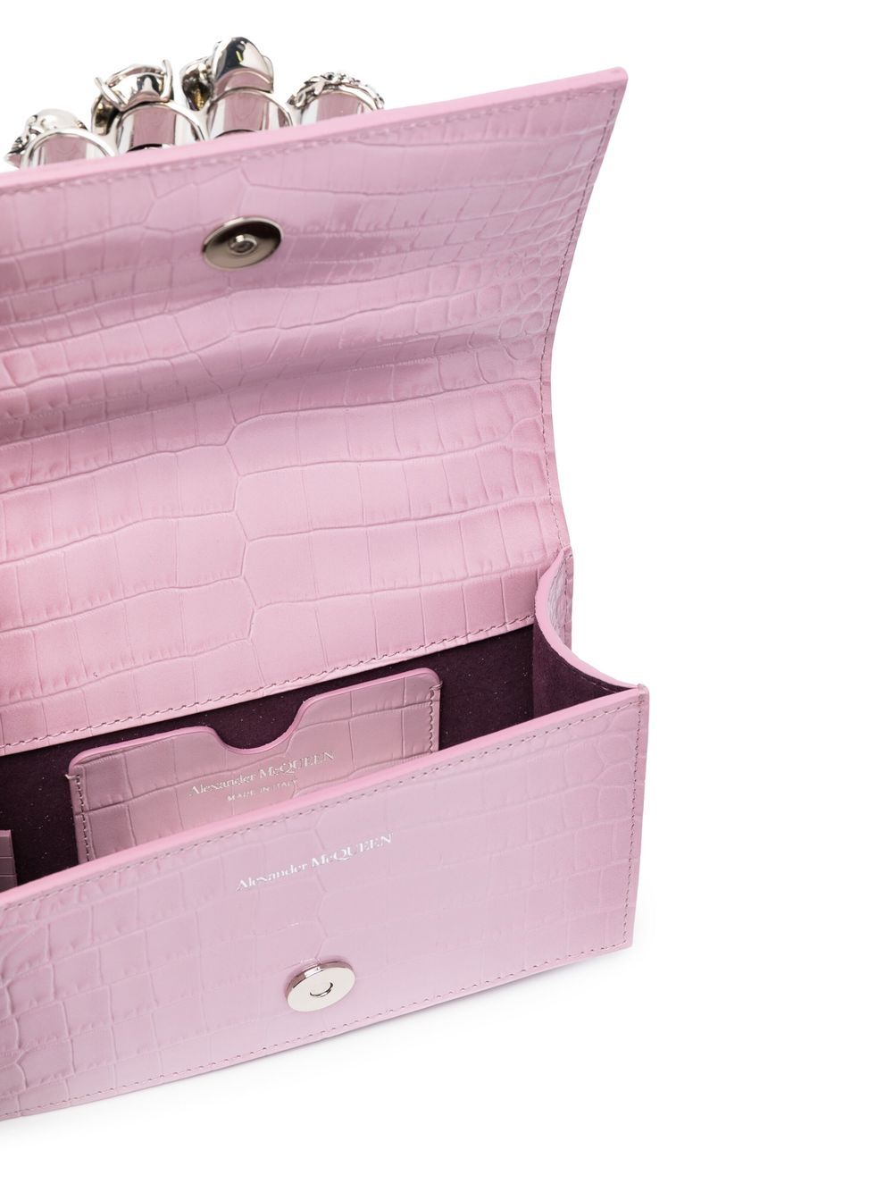 Alexander McQueen Jewelled crocodile-embossed satchel bag