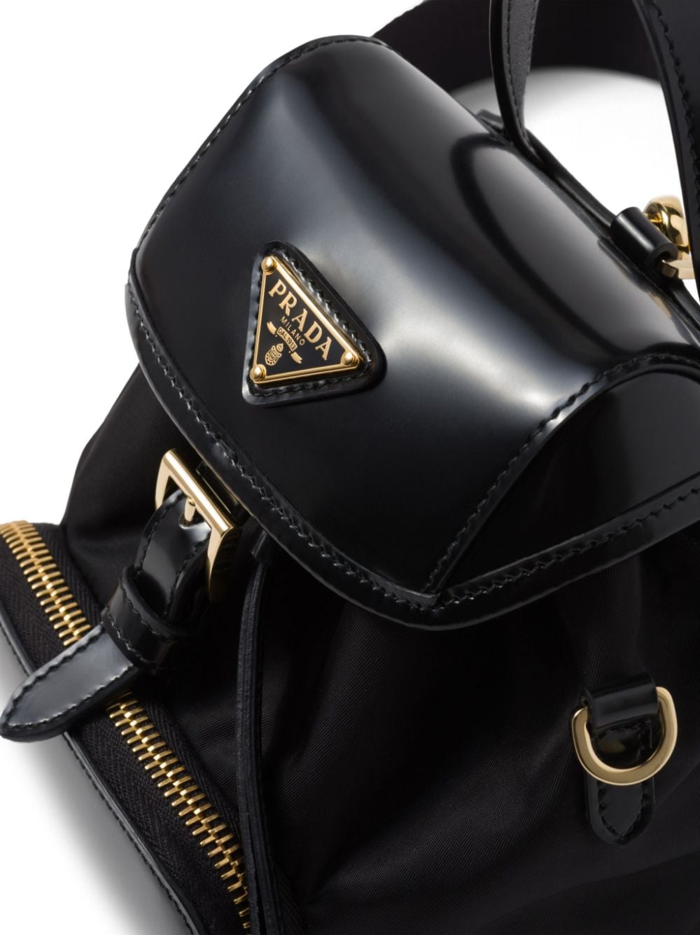 Pra*a re-nylon brushed leather backpack