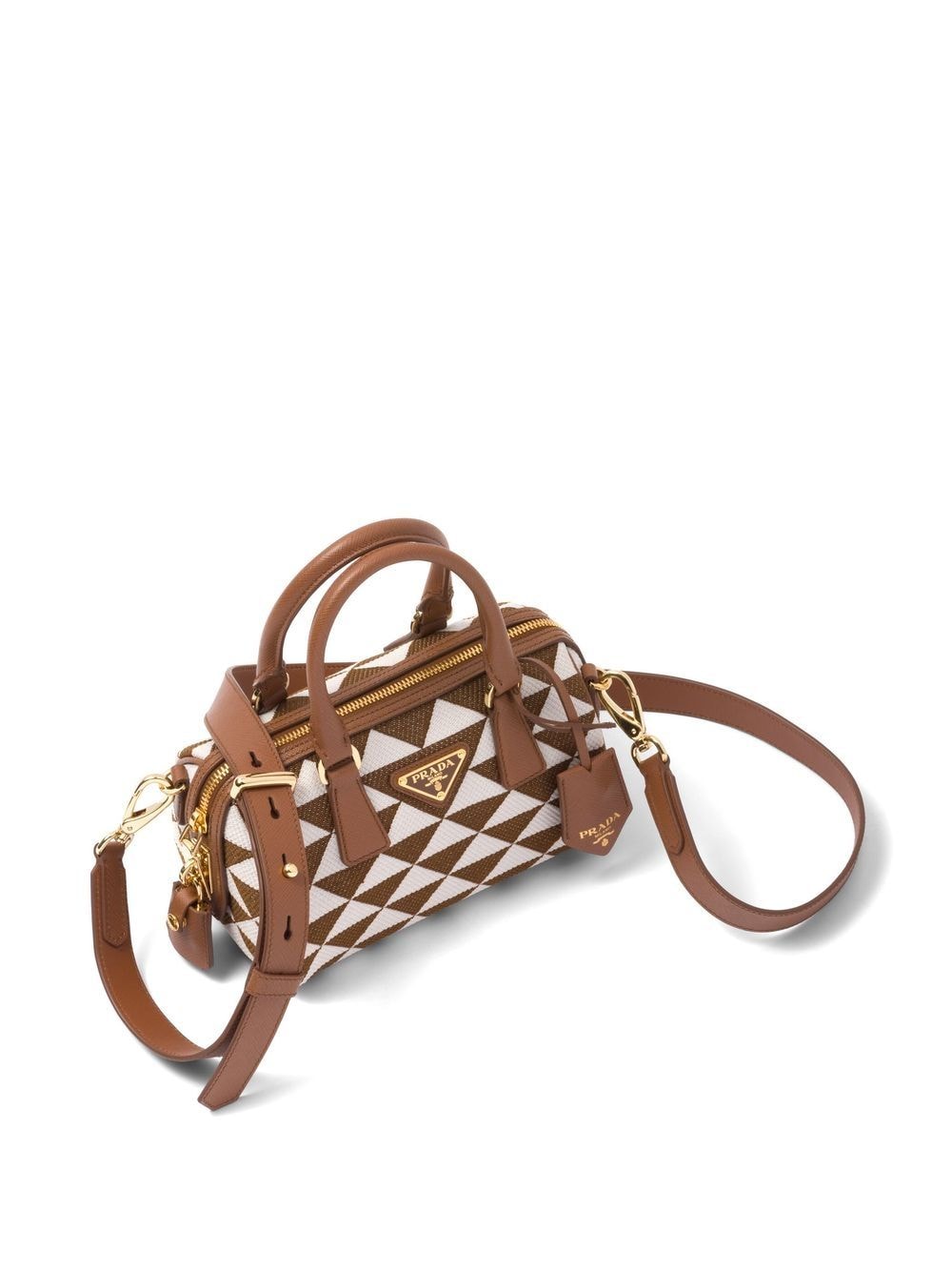 Pra*a symbole embroidered top-handle bag