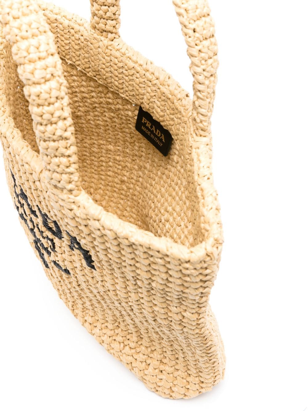 Pra*a logo-embroidered straw tote bag