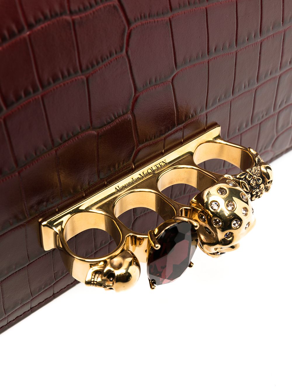 Alexander McQueen Jewelled crocodile-effect satchel
