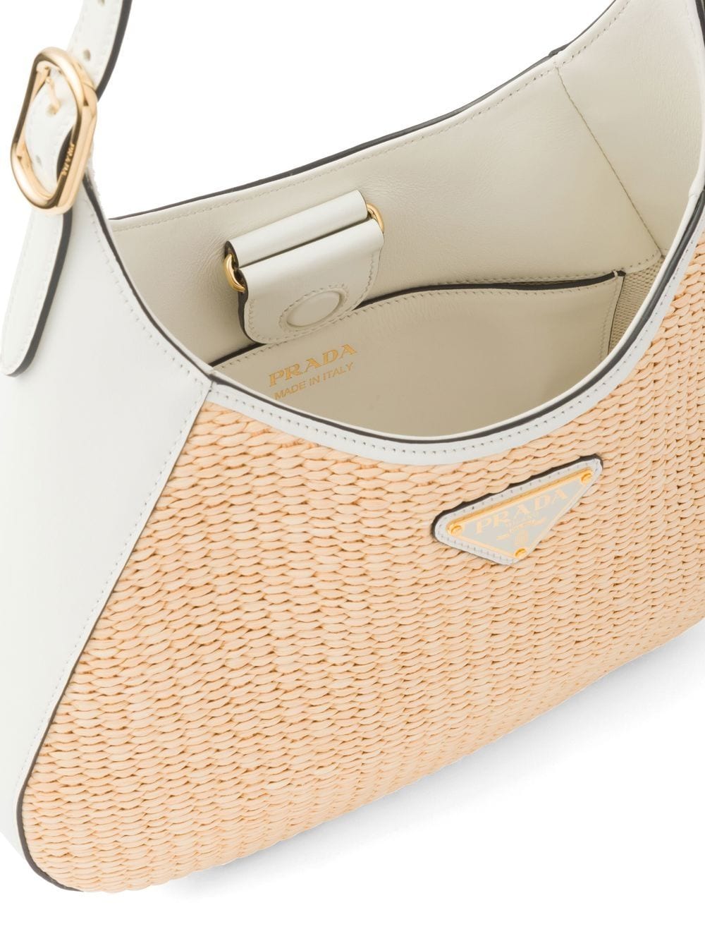 Pra*a triangle-logo woven shoulder bag