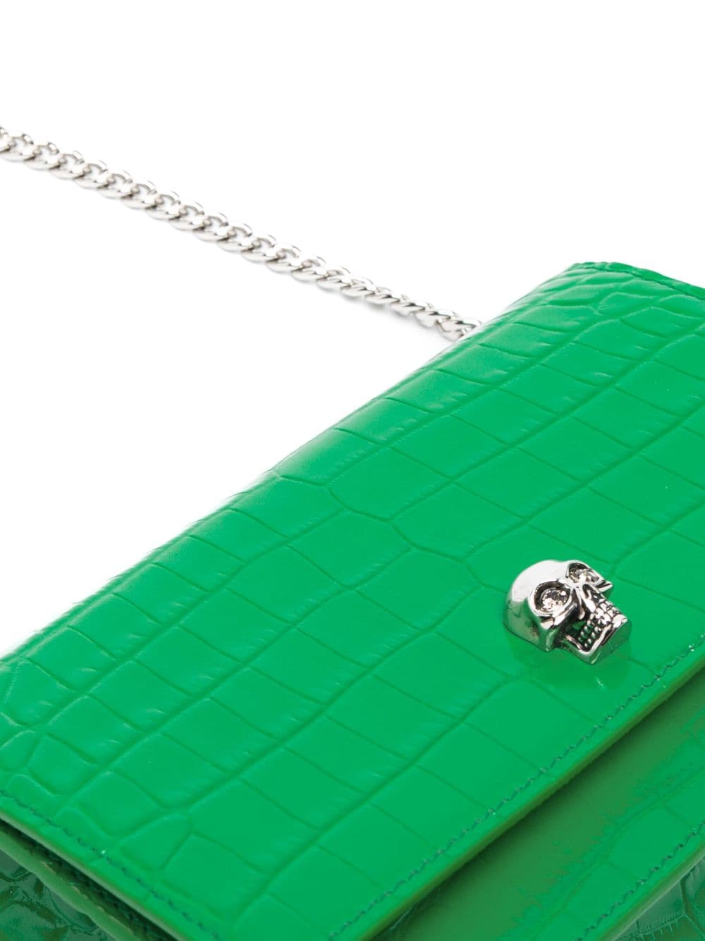 Alexander McQueen small Skull crocodile-embossed clutch