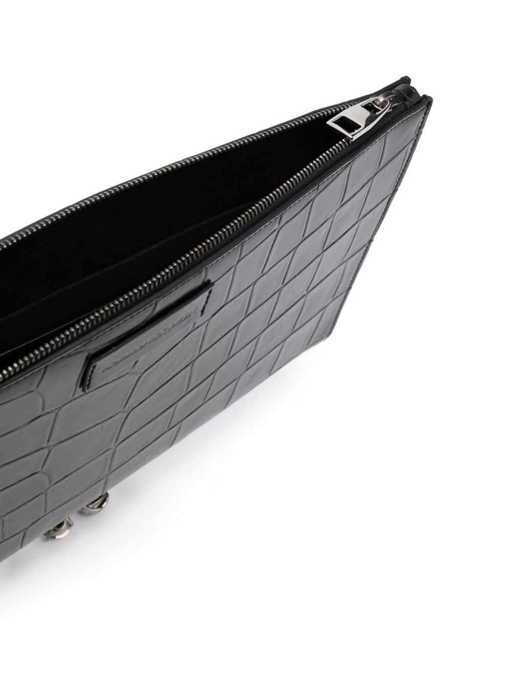 Alexander McQueen Four Ring crocodile-effect clutch bag
