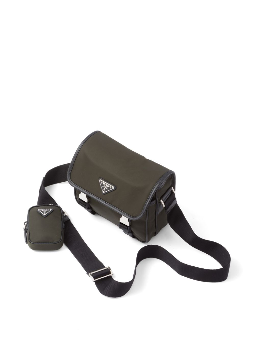 Pra*a re-nylon logo-plaque messenger bag