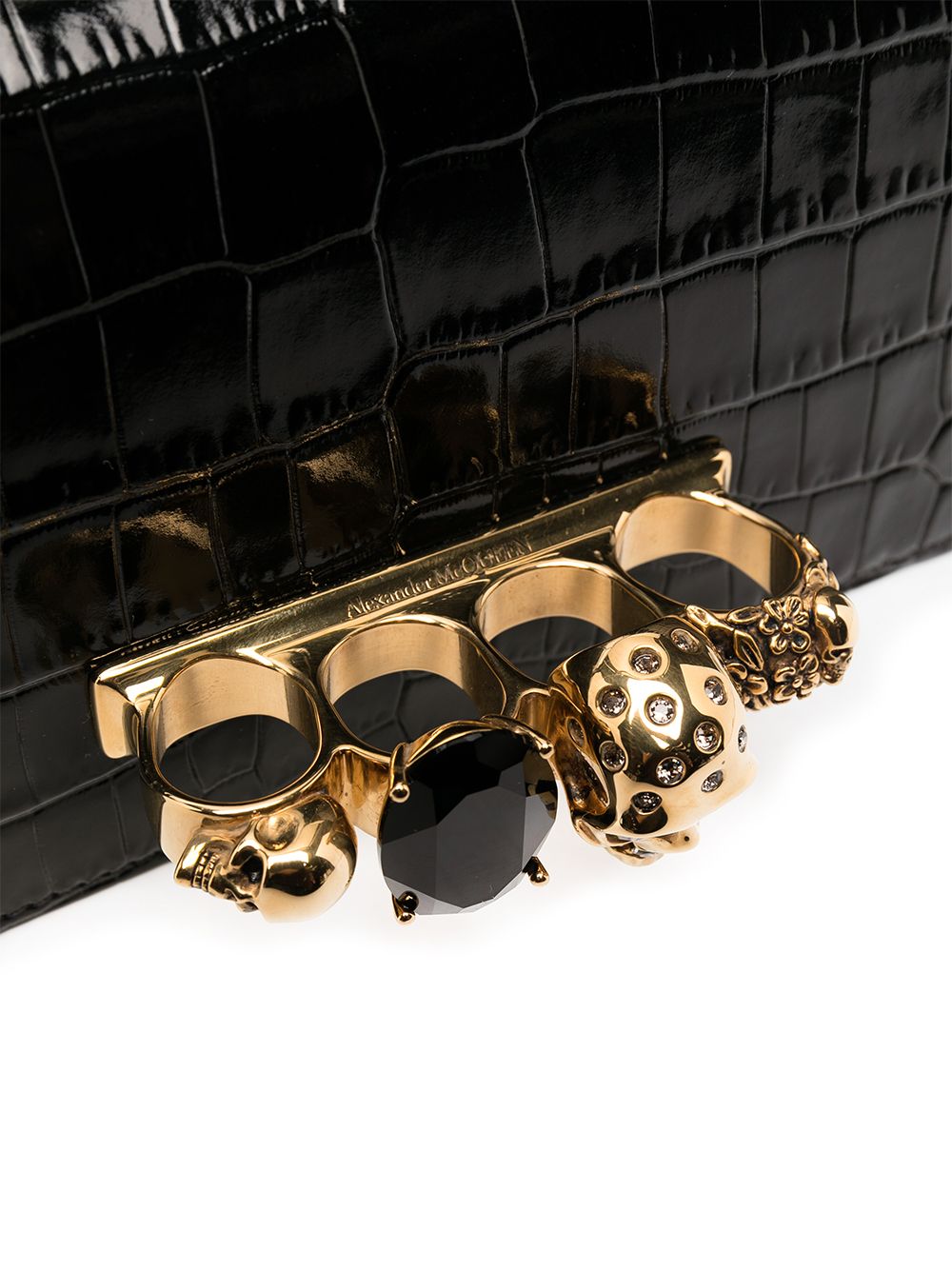Alexander McQueen Jewelled crocodile-effect satchel