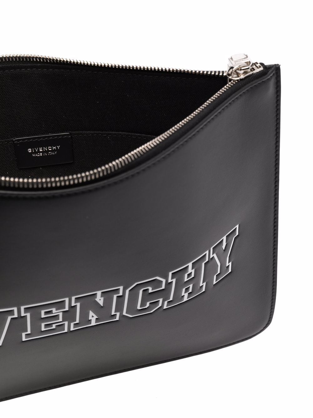 Givenchy embossed-logo leather clutch