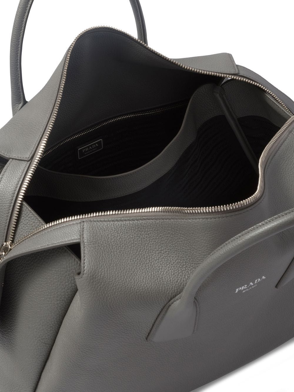 Pra*a triangle logo leather travel bag