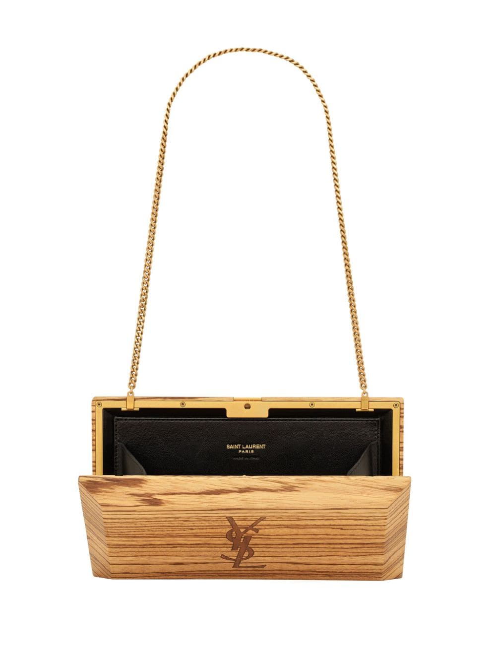 Saint Laurent Minaudiere wood clutch bag