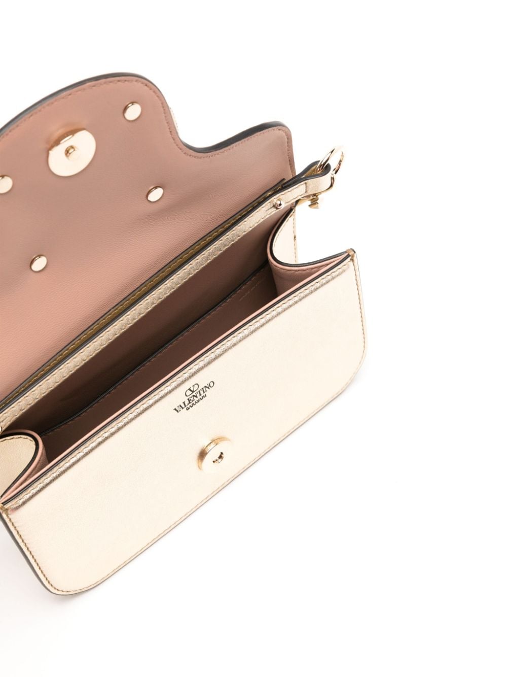 Valentino Garavani small Locò crystal-embellished metallic shoulder bag