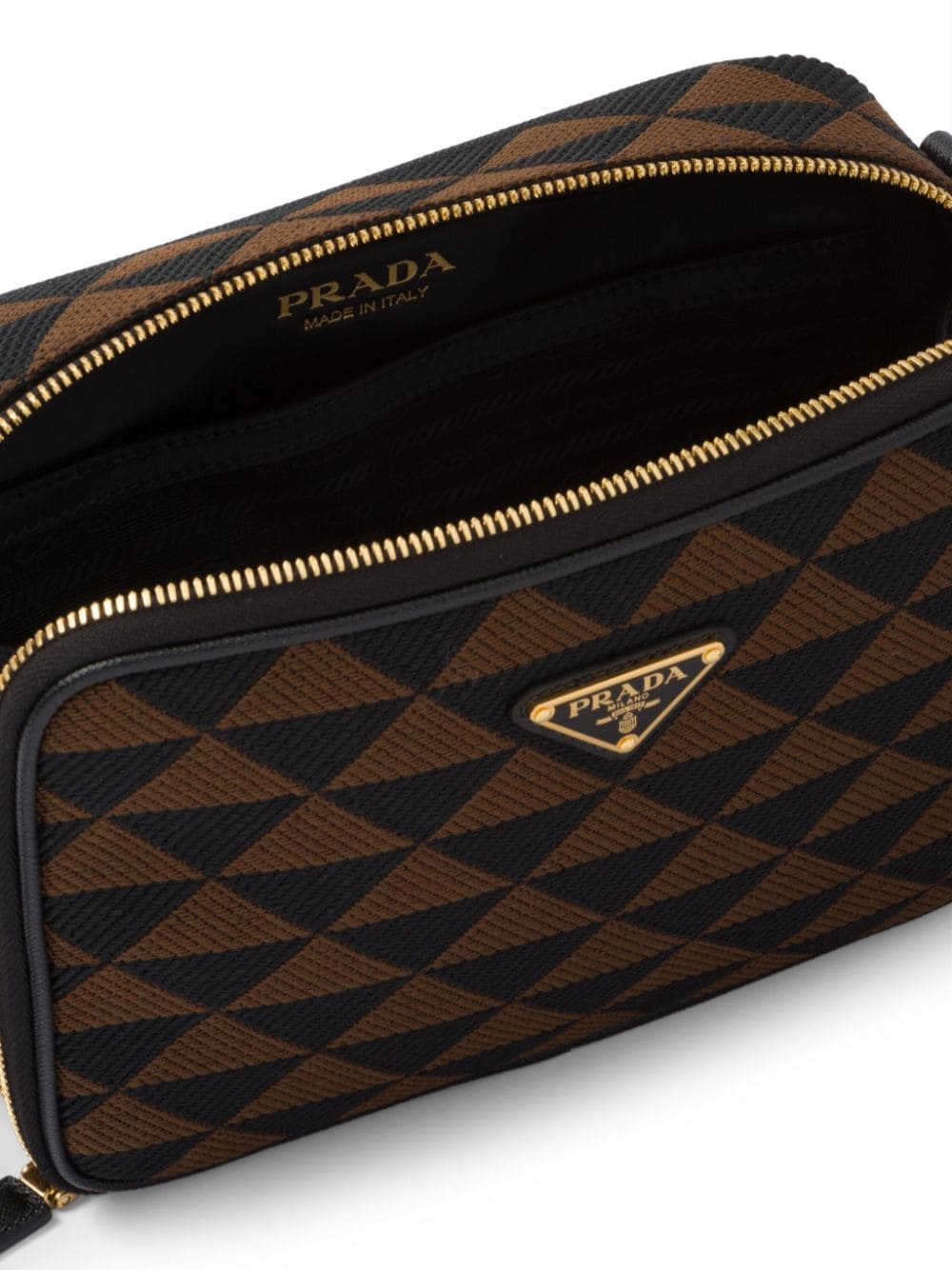 Pra*a symbole embroidered messenger bag