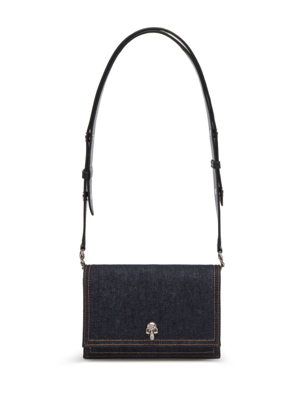 Alexander McQueen small Skull denim satchel bag