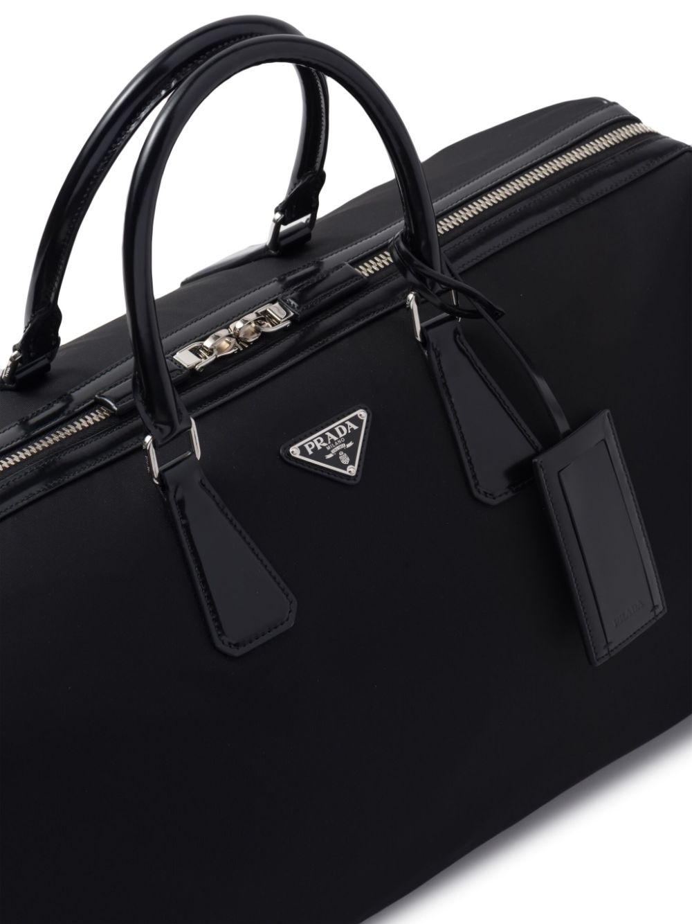 Pra*a logo-plaque panelled duffel bag