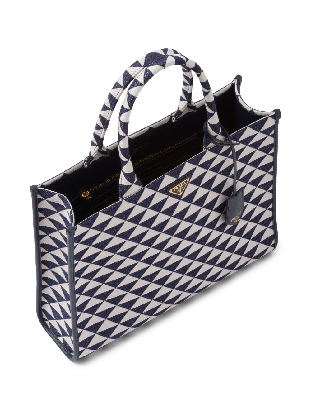 Pra*a large symbole embroidered tote bag