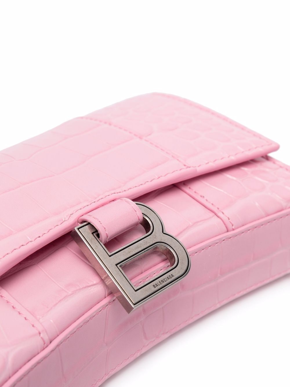 Ba*len*cia*ga hourglass crocodile-embossed chain wallet