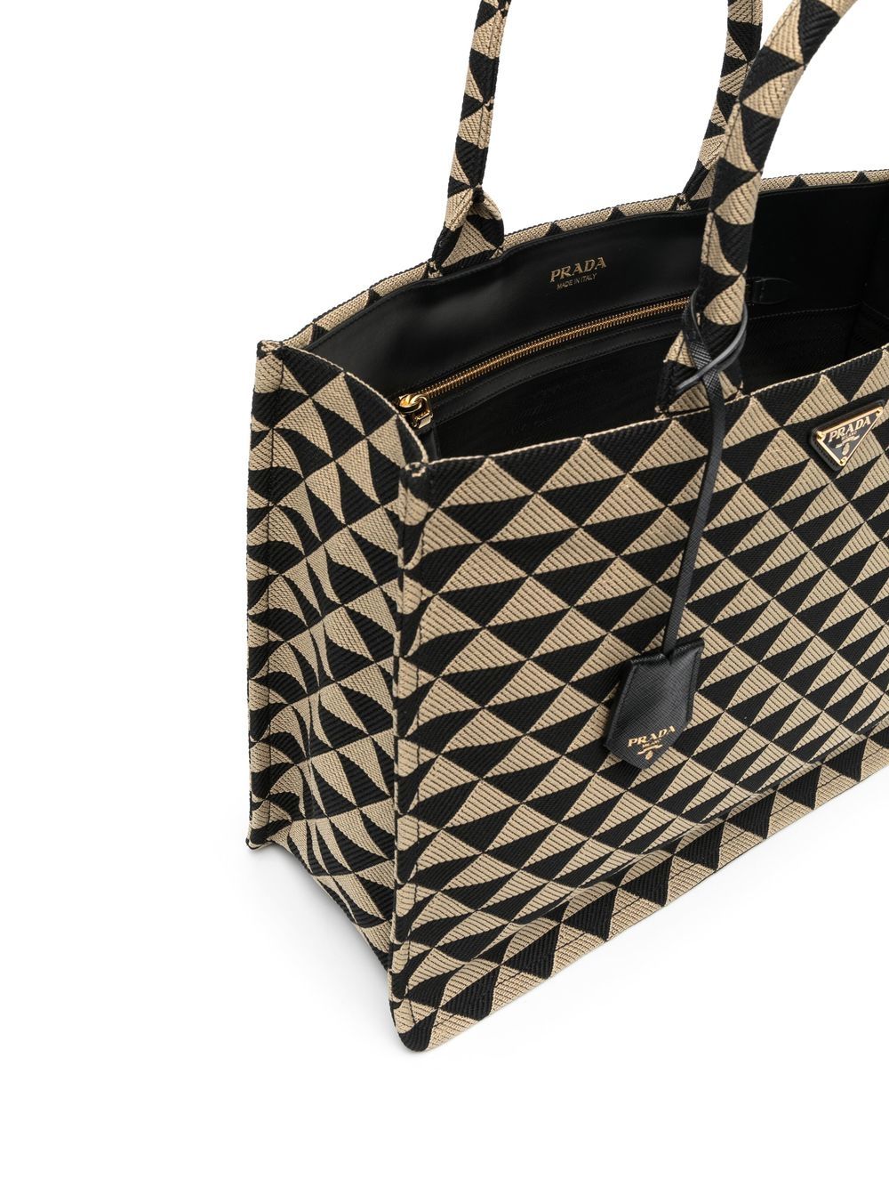 Pra*a large Pra*a symbole embroidered handbag