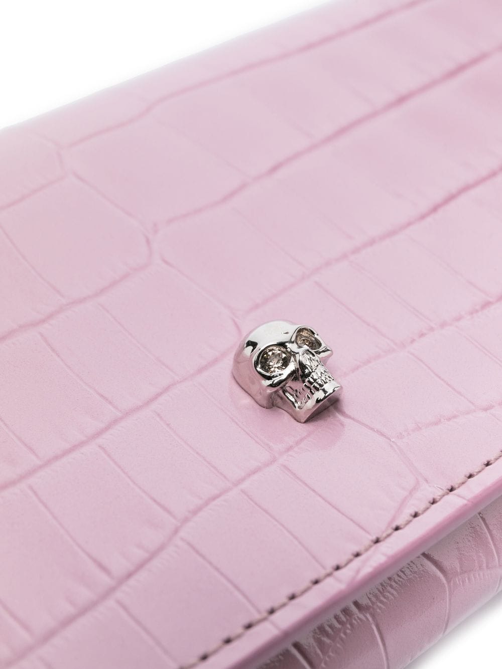 Alexander McQueen crocodile-embossed skull-stud crossbody bag