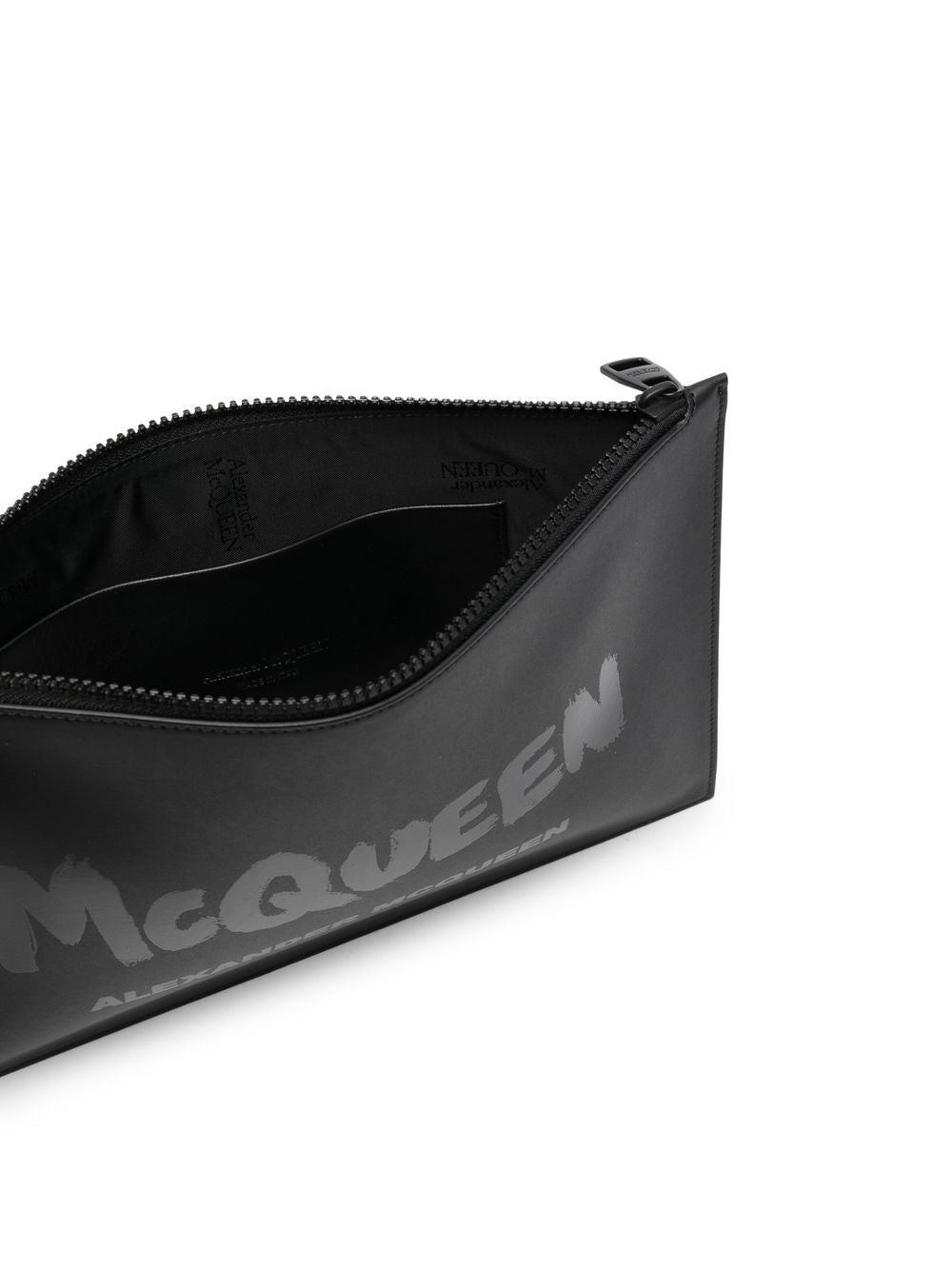 Alexander McQueen logo-print flat-zip pouch