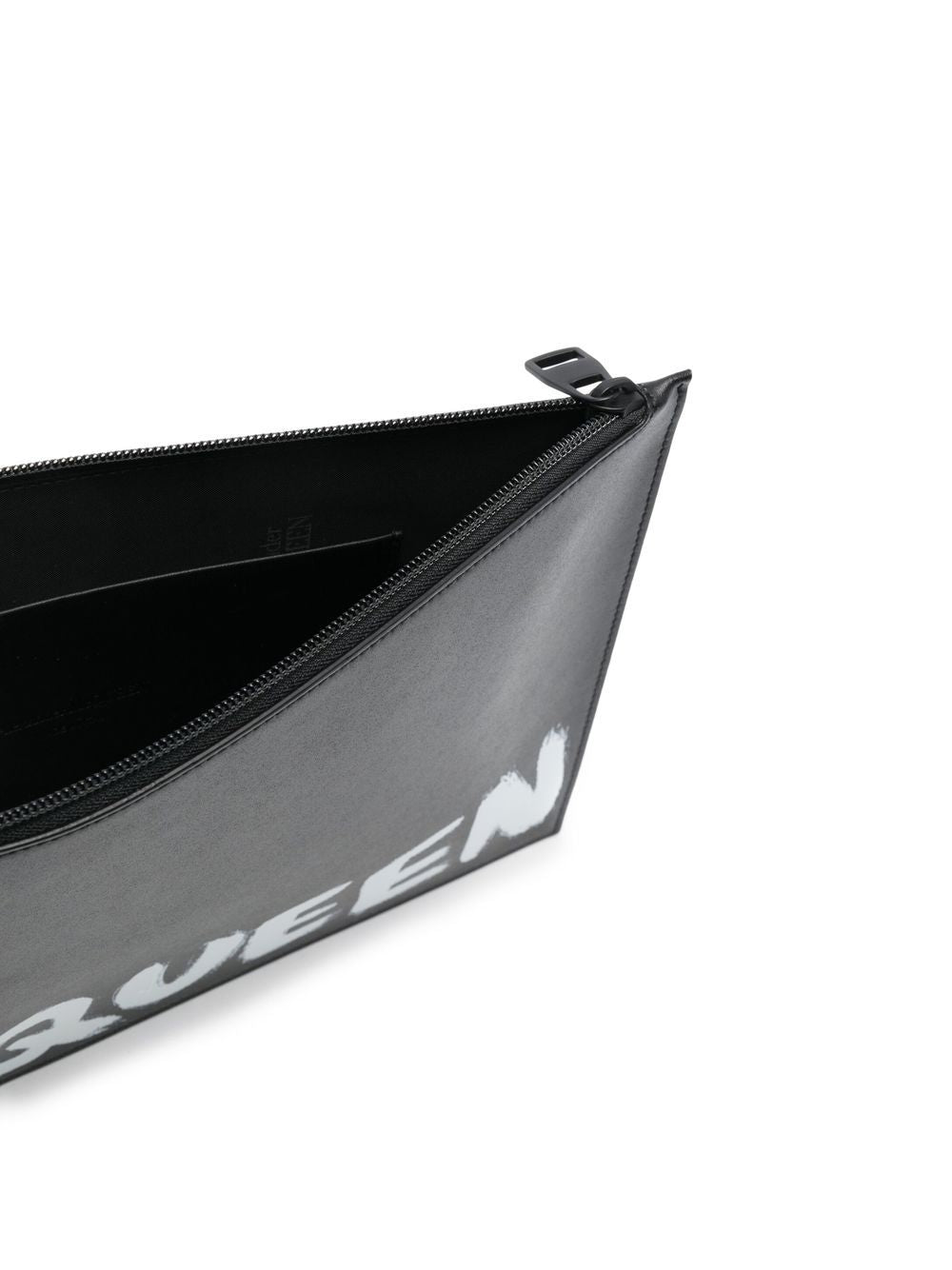 Alexander McQueen logo-print leather clutch bag