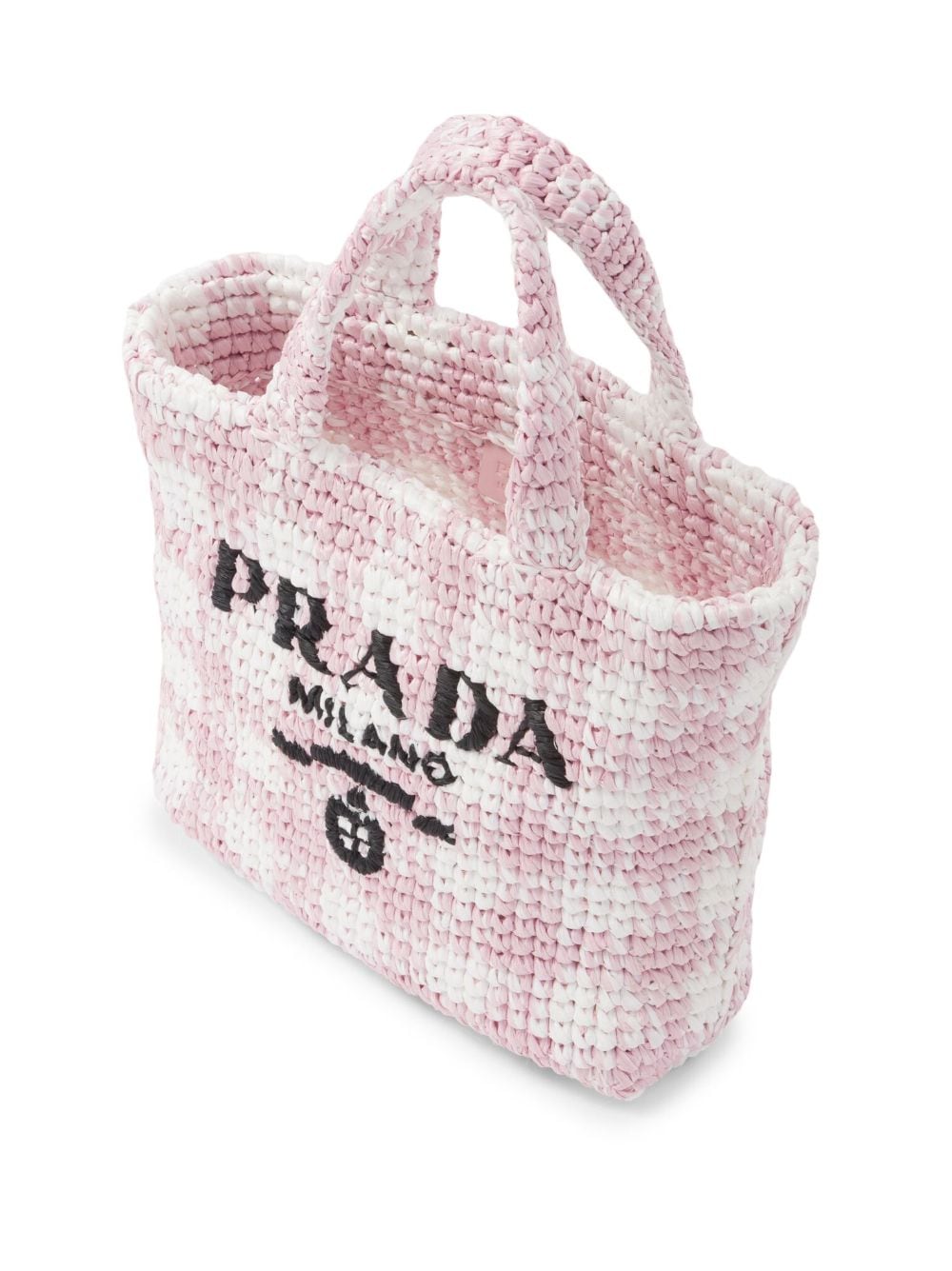 Pra*a logo-knit gingham tote bag