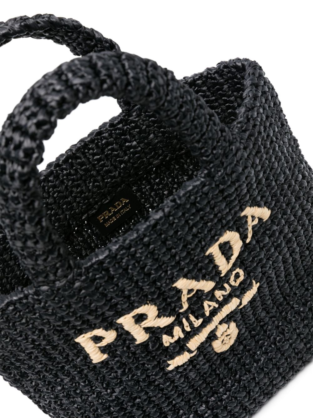 Pra*a logo-embroidered straw tote bag