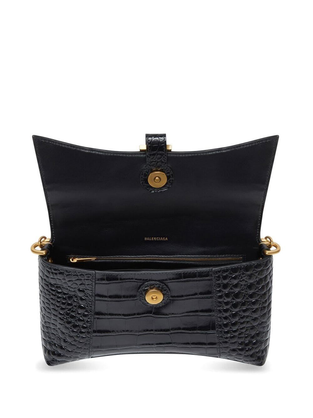Ba*len*cia*ga downtown xs crocodile-embossed shoulder bag