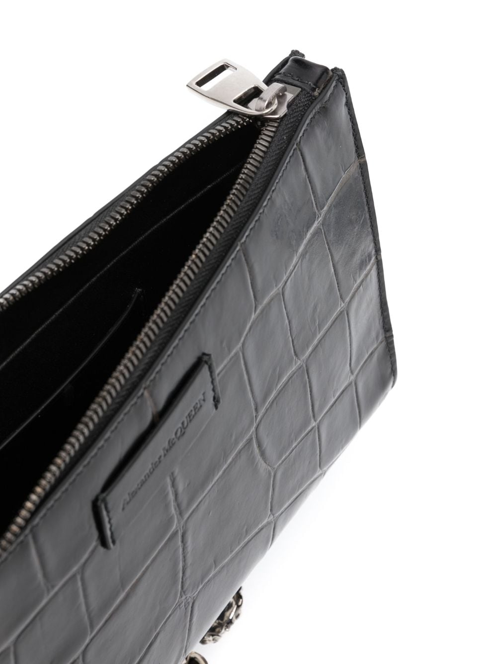 Alexander McQueen Four Ring crocodile-effect clutch