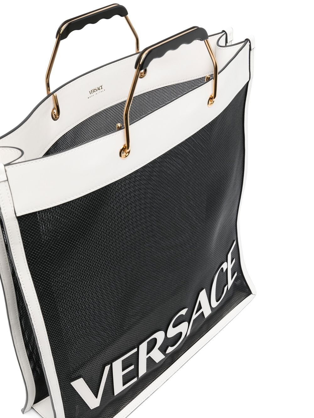 Versace logo-patch mesh tote bag