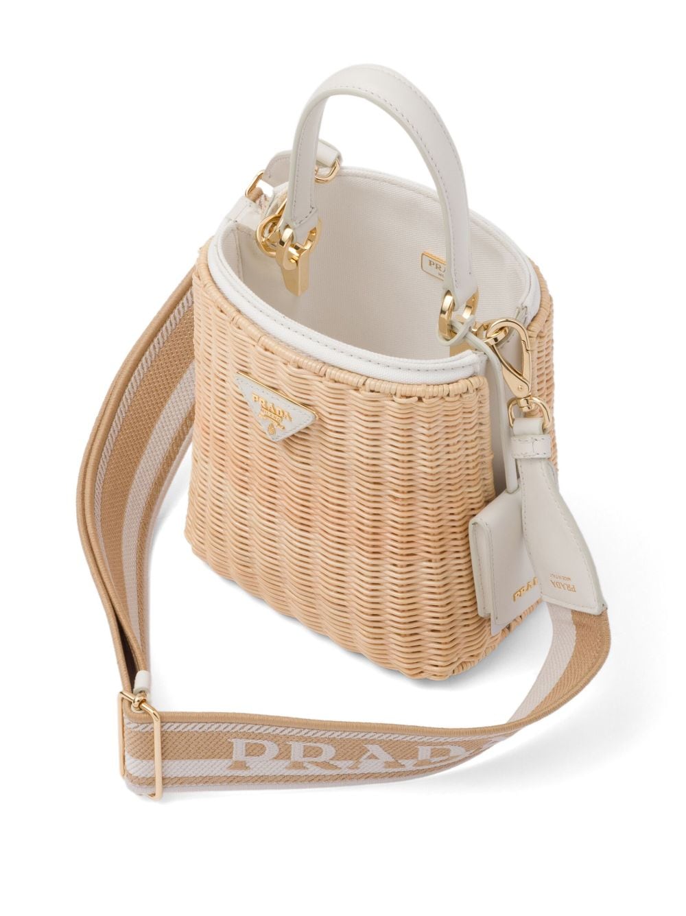 Pra*a panier wicker and canvas bag