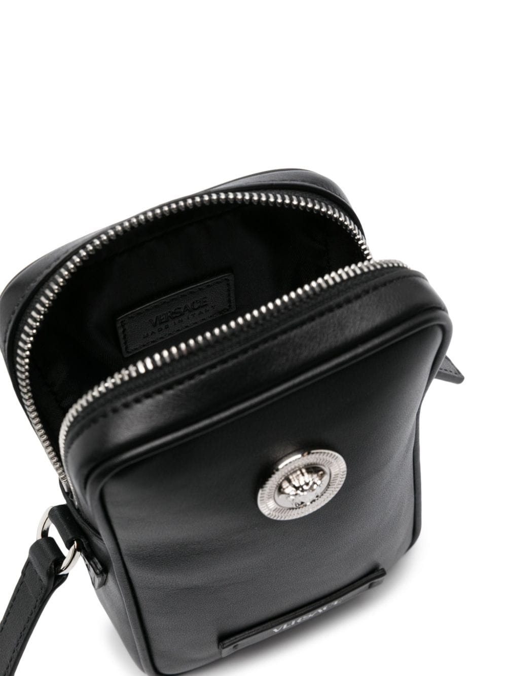 Versace Medusa Head-plaque leather messenger bag