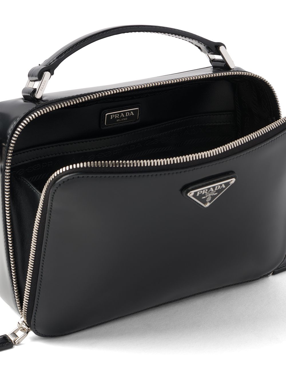 Pra*a brique brushed-leather crossbody bag