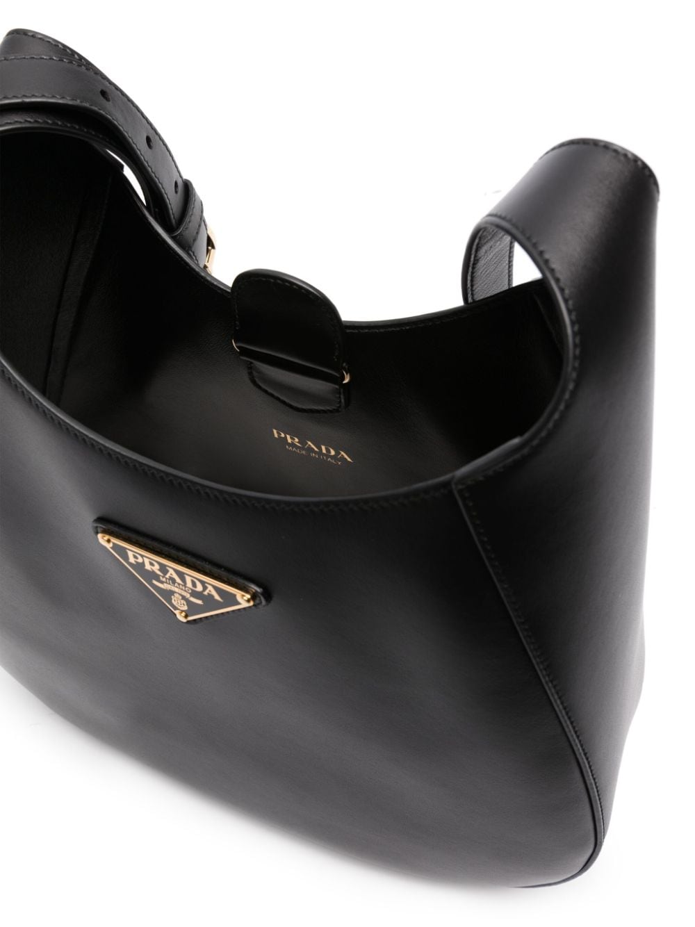 Pra*a symbol triangle-logo leather bag