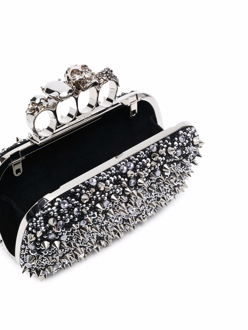 Alexander McQueen four-ring skull studded clutch