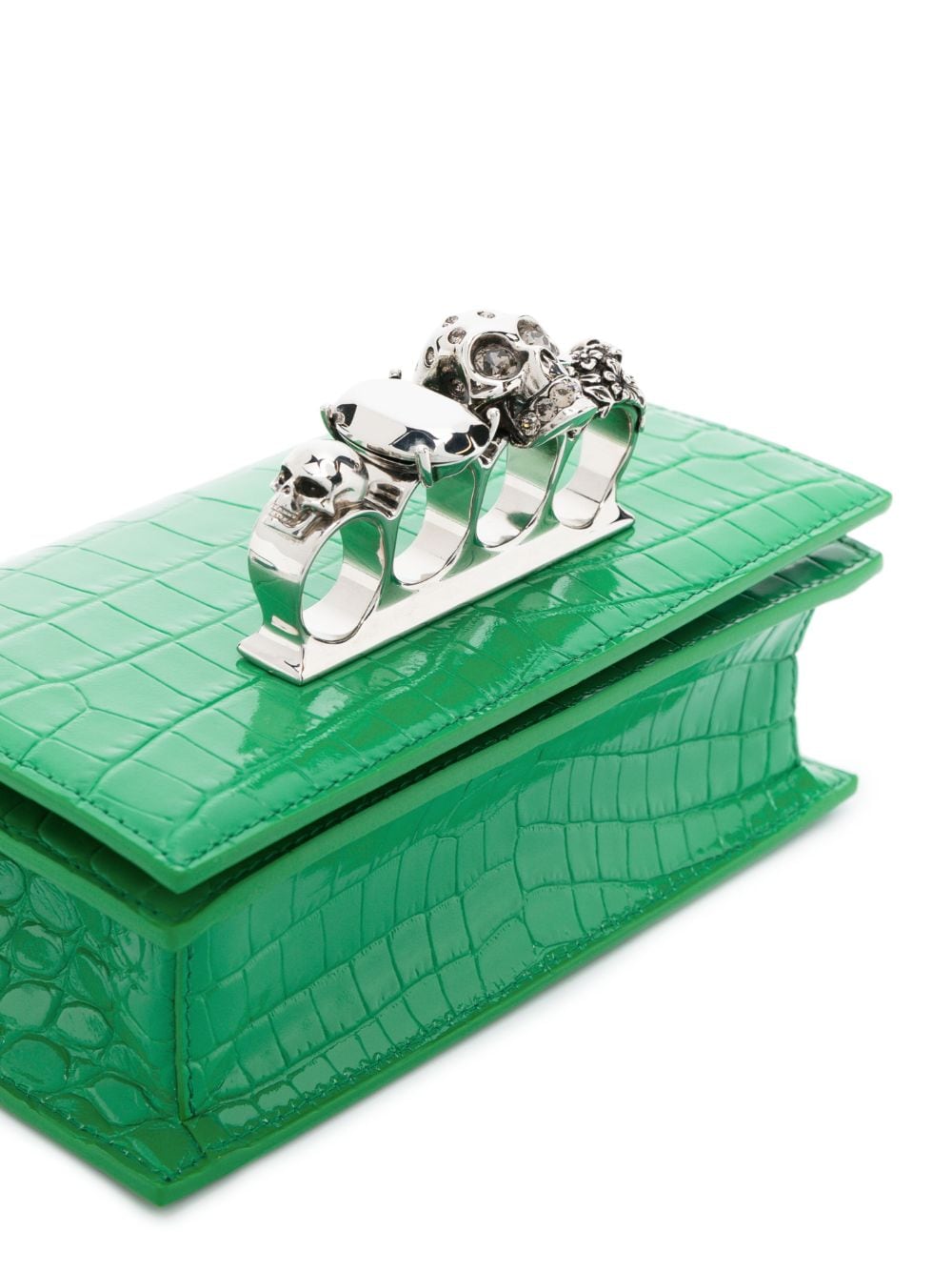 Alexander McQueen Jewelled crocodile-embossed shoulder bag