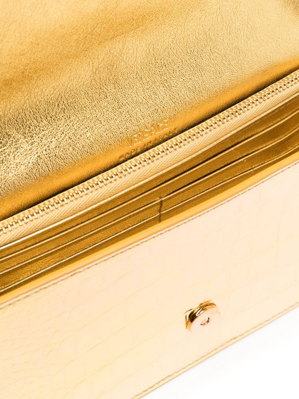 Versace crocodile-embossed metallic-leather crossbody bag