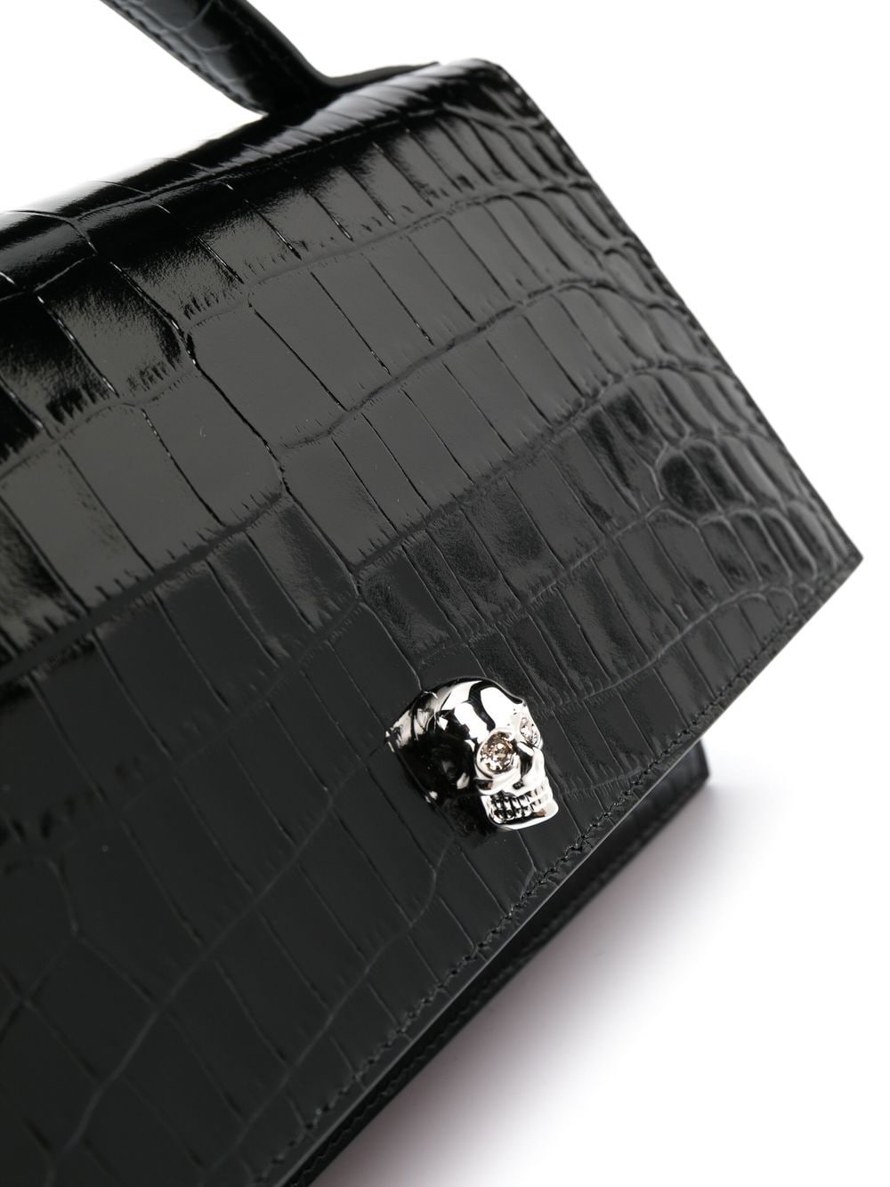 Alexander McQueen crocodile-effect patent leather shoulder bag
