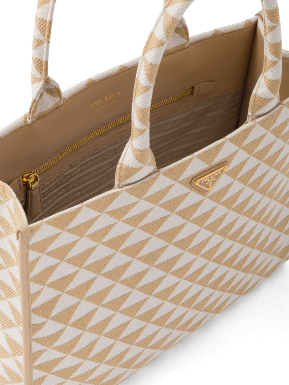 Pra*a large symbole embroidered tote bag