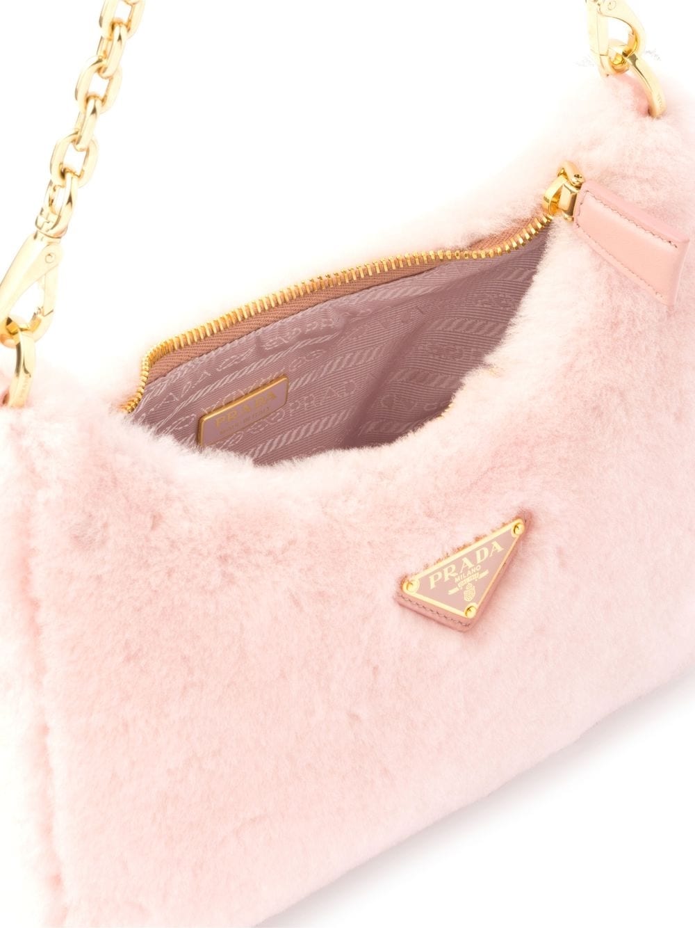 Pra*a re-edition shearling mini bag