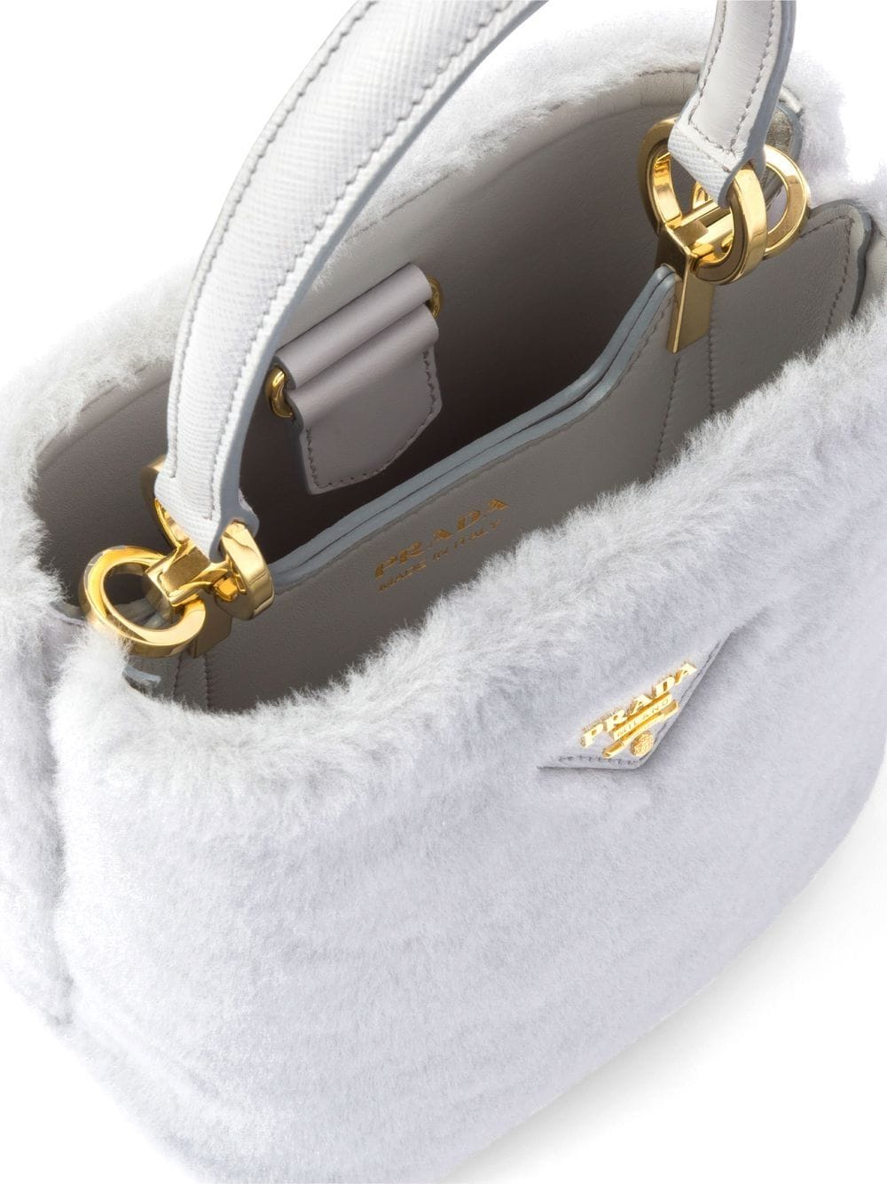 Pra*a panier shearling mini-bag