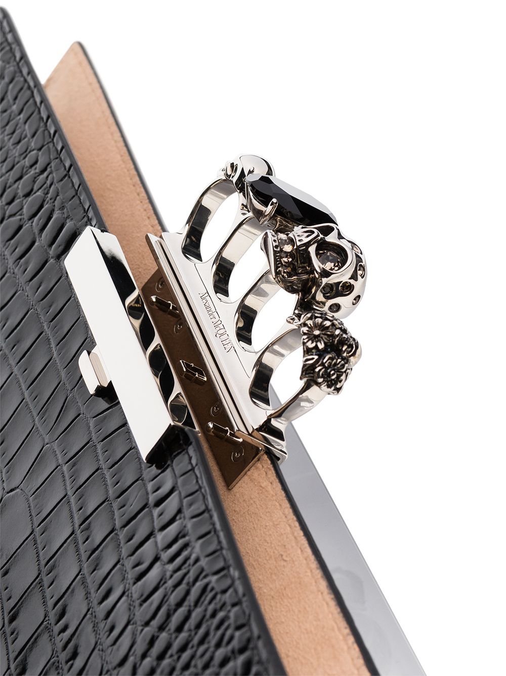 Alexander McQueen crocodile-embossed knuckleduster clutch