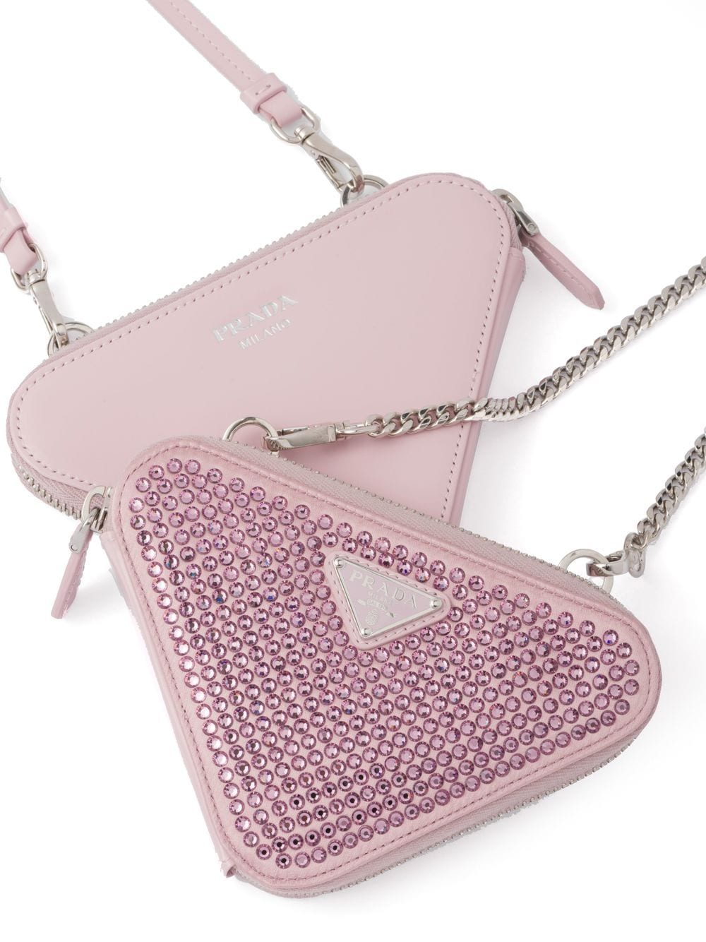 Pra*a mini triangle crystal-embellished crossbody bag