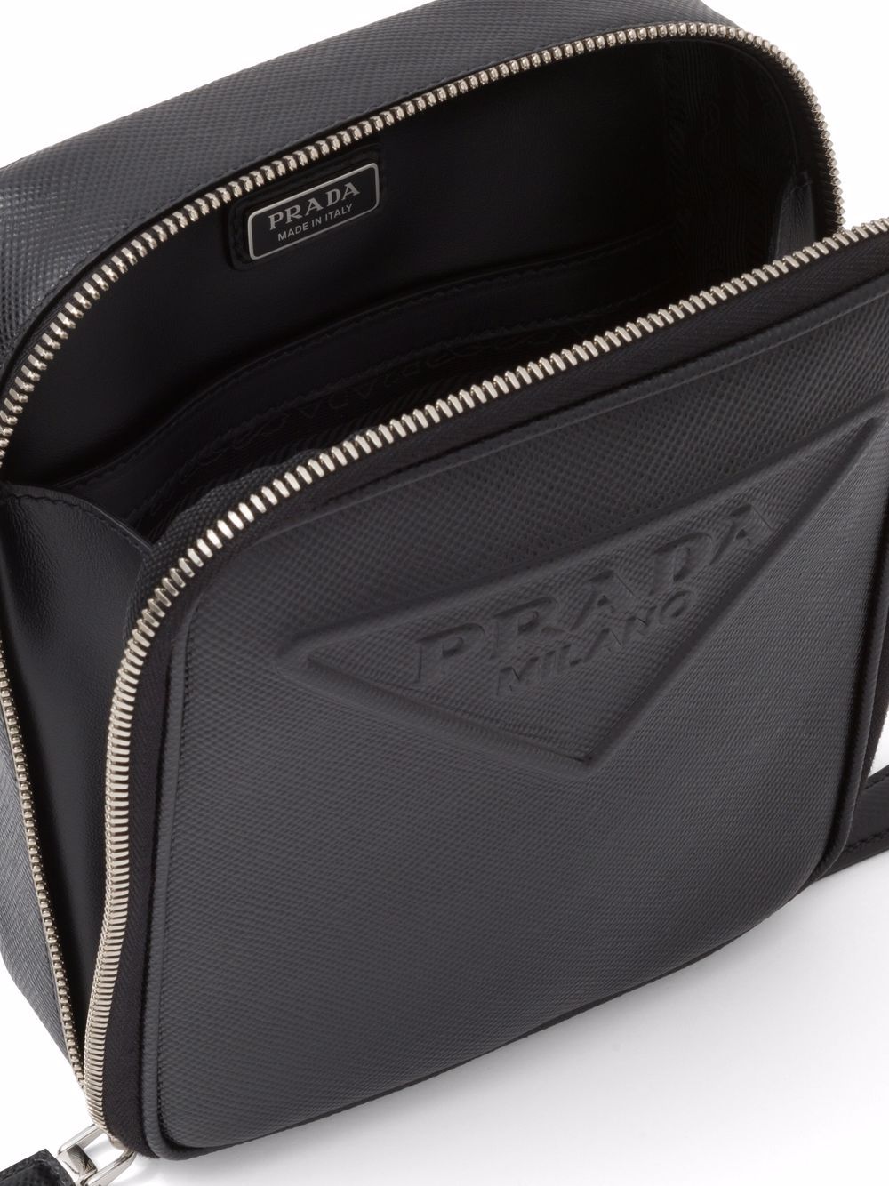 Pra*a logo-embossed saffiano leather bag