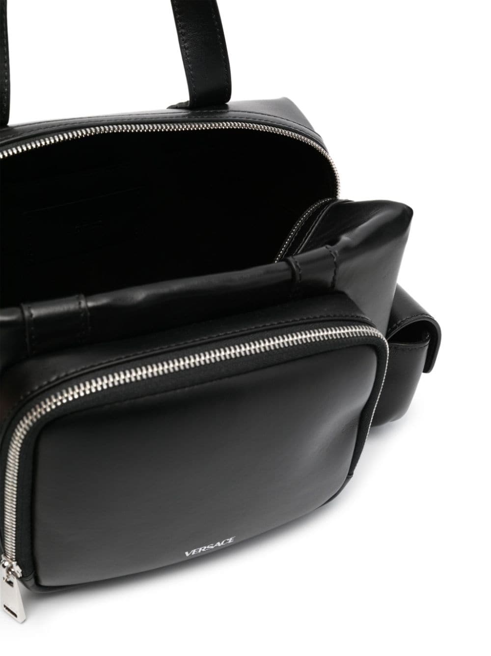 Versace logo-print leather tote bag