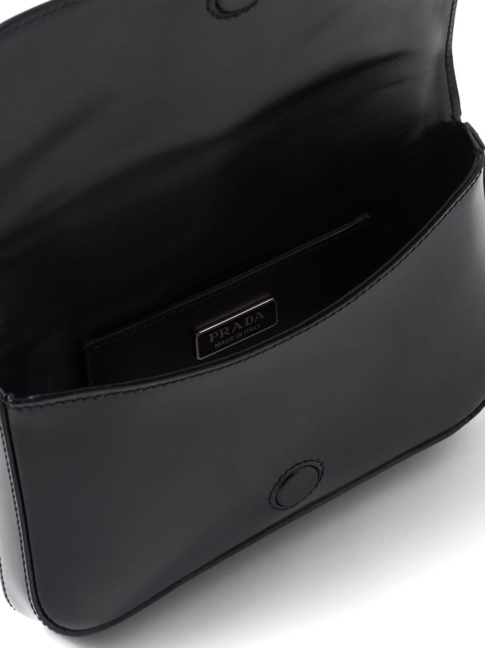 Pra*a logo-stamp brushed leather bag