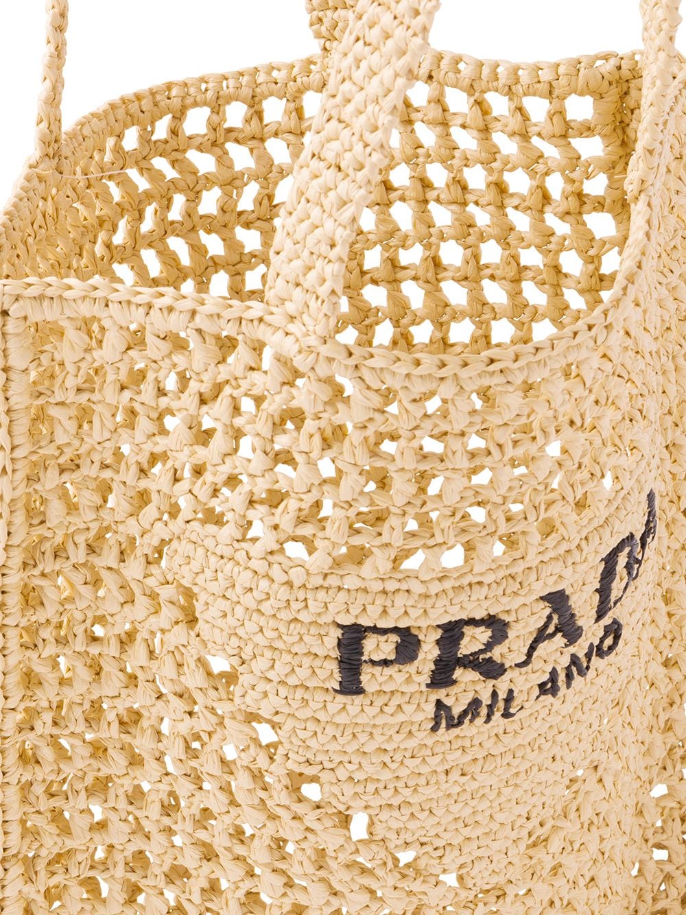 Pra*a woven-logo raffia tote bag