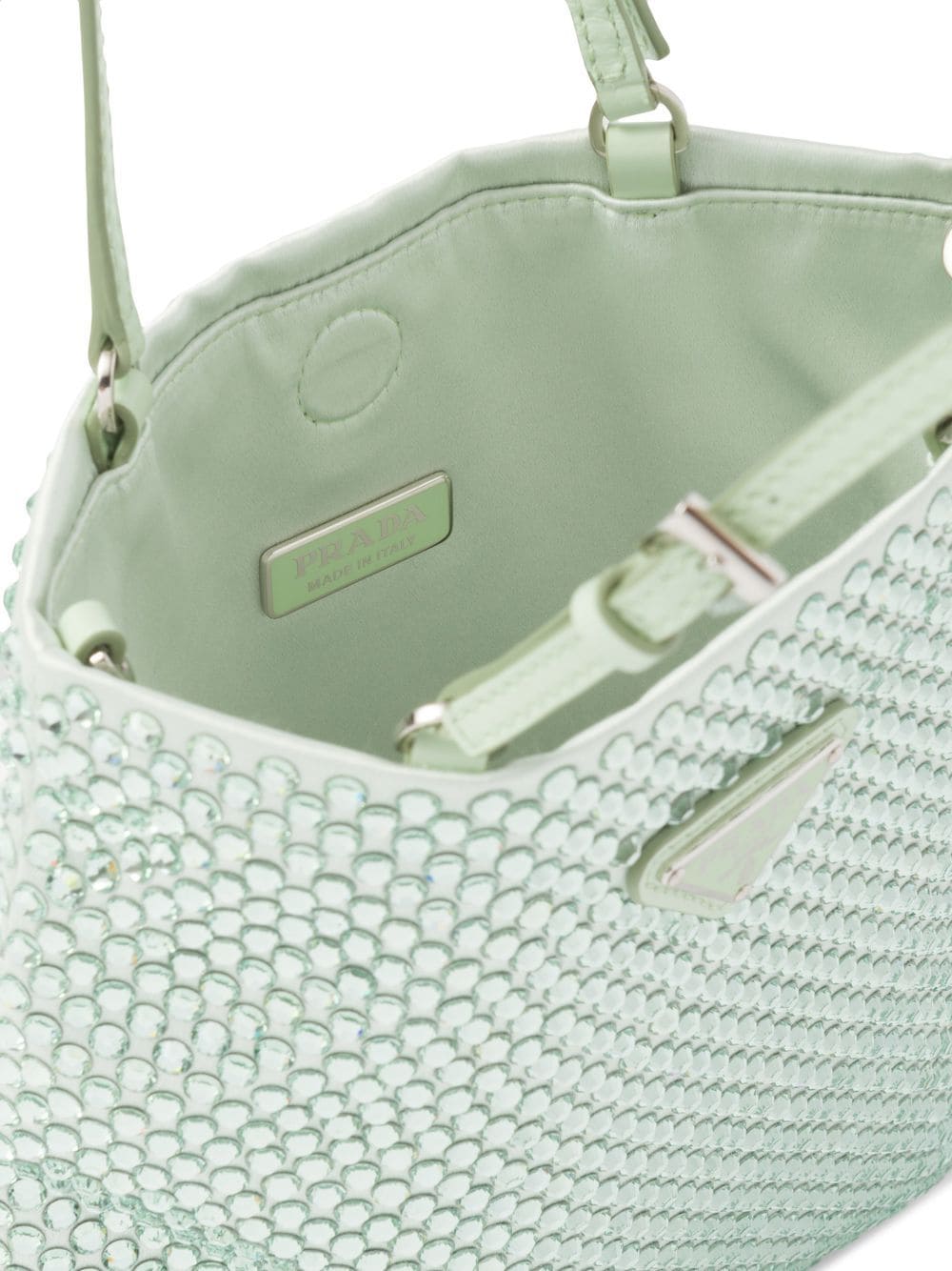 Pra*a crystal-embellished satin handbag